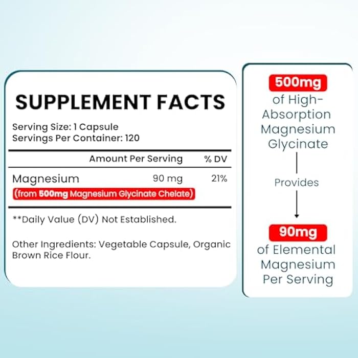 VITBOOST Magnesium Glycinate 500mg - High Absorption Chelated Supplement - Supports Sleep, Muscle Recovery & Heart Health - Non-GMO, Vegan - 120 Capsules - Made in USA - Image 2