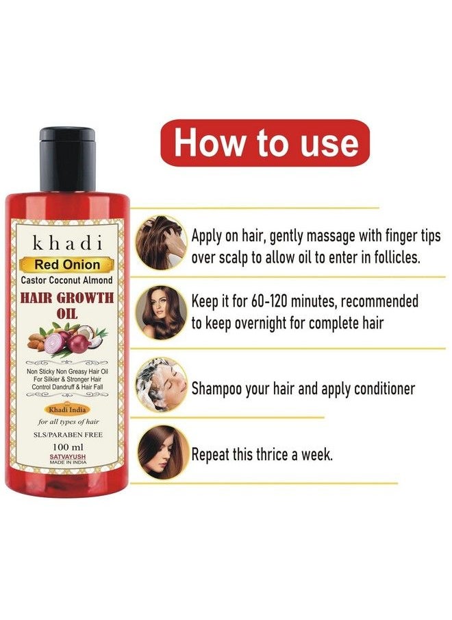 Satvayush - Khadi Red Onion (Castor Coconut Almond) Hair Growth Oil 100% Natural & Herbal 100 Ml - Image 1