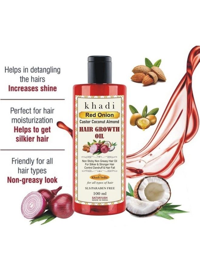 Satvayush - Khadi Red Onion (Castor Coconut Almond) Hair Growth Oil 100% Natural & Herbal 100 Ml - Image 1