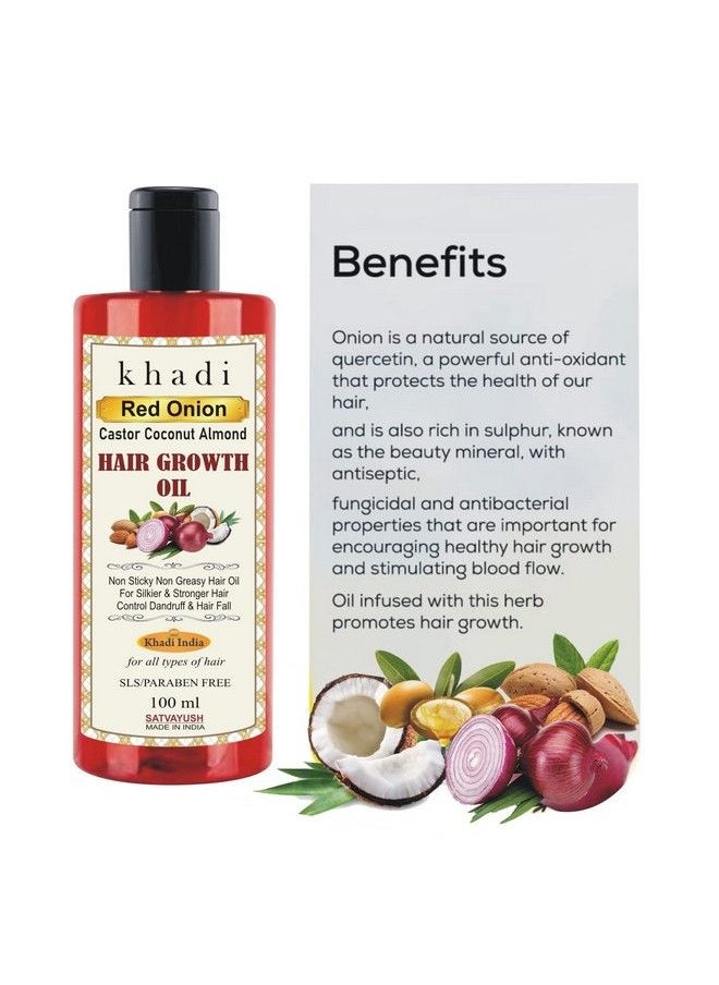 Satvayush - Khadi Red Onion (Castor Coconut Almond) Hair Growth Oil 100% Natural & Herbal 100 Ml - Image 1