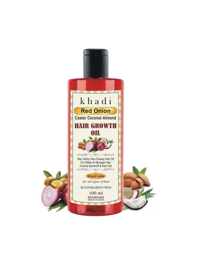 Satvayush - Khadi Red Onion (Castor Coconut Almond) Hair Growth Oil 100% Natural & Herbal 100 Ml - Image 1