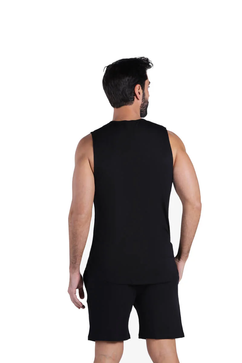 Yeseco  Black Athleisure Tank Top – Ultra-Soft Bamboo Viscose Sleeveless T Shirt – Lightweight for Men | Best Price UAE