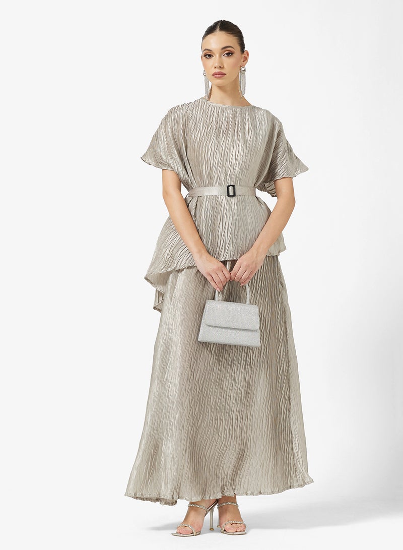 Khizana Pleated Tunic & Pant Set - Image 1