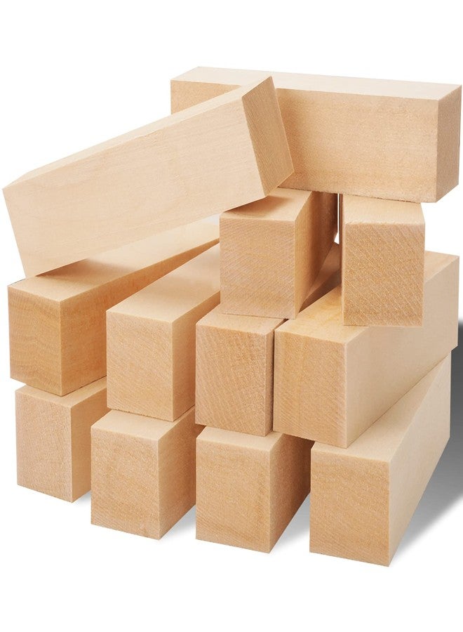 YIPLED 12 Pack Unfinished Basswood Carving Blocks Kit, Rectangular Wooden Blocks for DIY Carving, Crafting and Whittling for Adults Beginner and Experts(4 x 1 x 1 inch) - Image 1