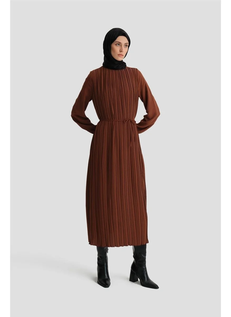 ARMINE Pleated Dress 24Yd9435 Bitter Brown