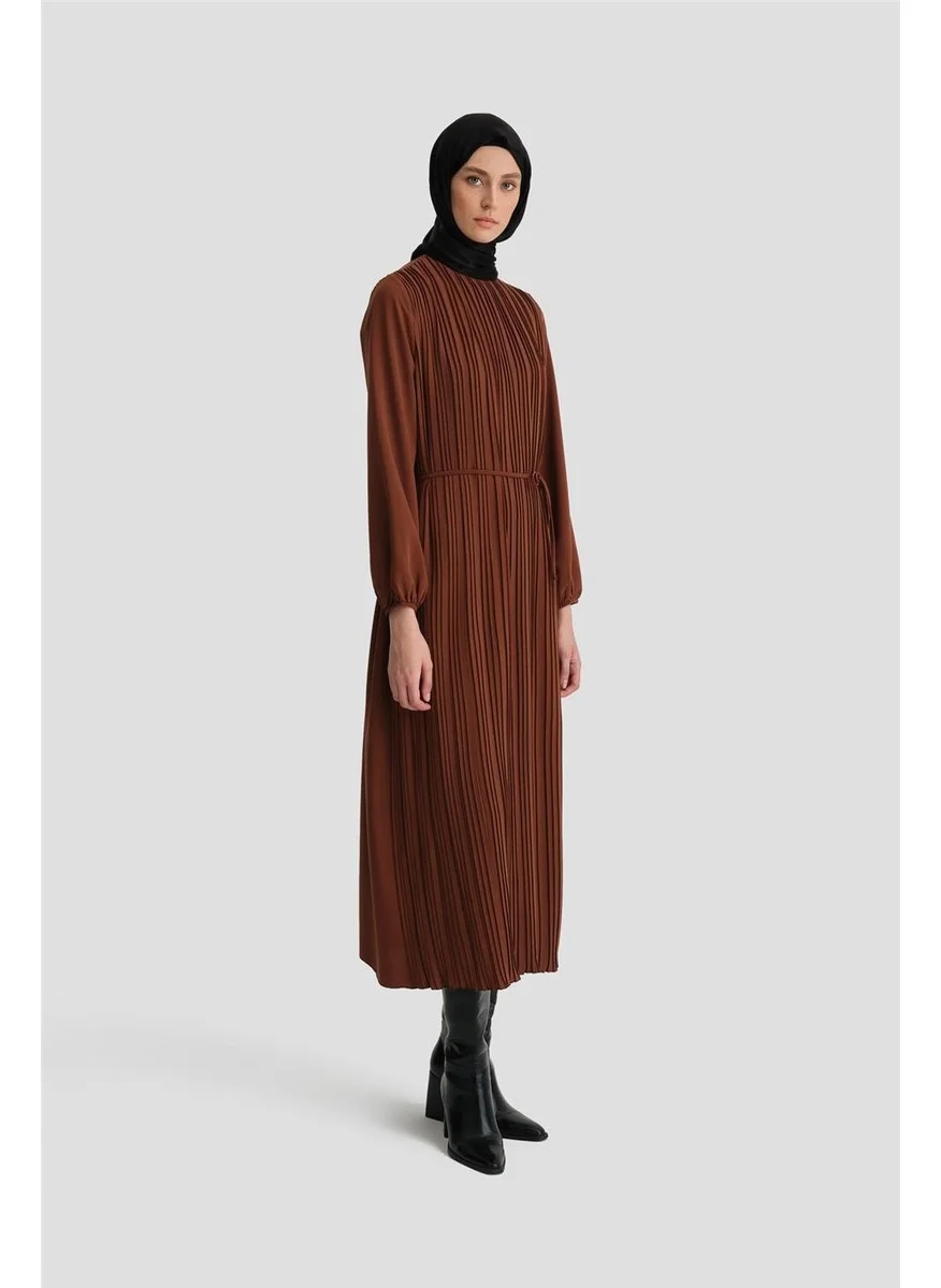 ARMINE Pleated Dress 24Yd9435 Bitter Brown