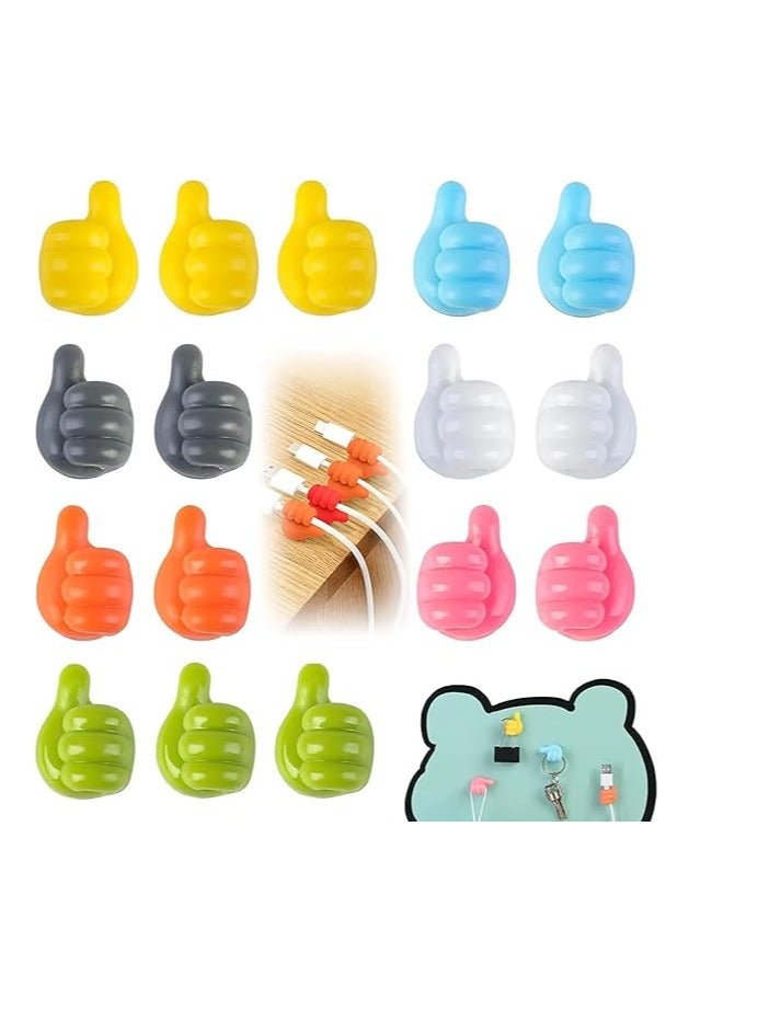 Thumb Hooks for Wall Hanging, Set of 10 Wire Organizer Clips with Key Hook Holder, Multi-Functional Wall Hooks and Screw-Free Silicone Hooks for Desk Wire Tidying multicolor - Image 2
