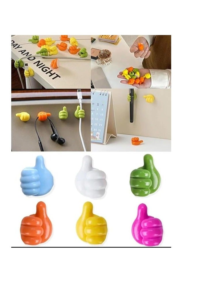 Thumb Hooks for Wall Hanging, Set of 10 Wire Organizer Clips with Key Hook Holder, Multi-Functional Wall Hooks and Screw-Free Silicone Hooks for Desk Wire Tidying multicolor - Image 3