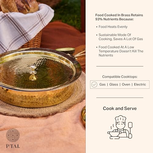 P-TAL Brass Lagaan | Cookware and Serveware | Pure Brass for Ayurvedic Health Benefits | Naturally Non Stick - Image 4