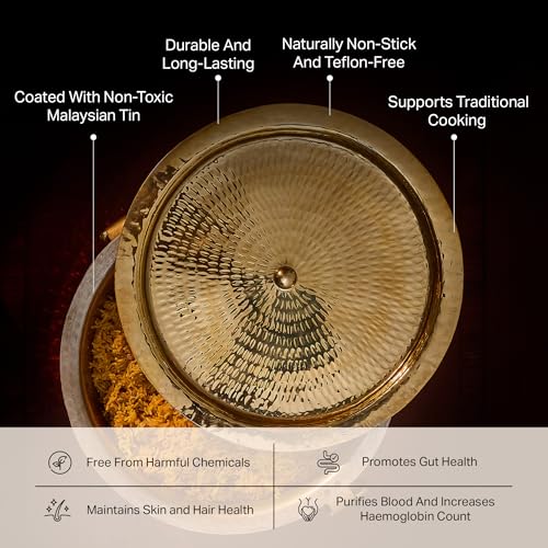 P-TAL Brass Lagaan | Cookware and Serveware | Pure Brass for Ayurvedic Health Benefits | Naturally Non Stick - Image 3