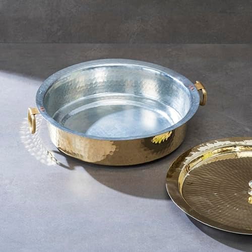P-TAL Brass Lagaan | Cookware and Serveware | Pure Brass for Ayurvedic Health Benefits | Naturally Non Stick - Image 1