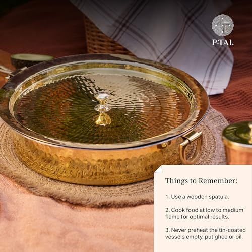 P-TAL Brass Lagaan | Cookware and Serveware | Pure Brass for Ayurvedic Health Benefits | Naturally Non Stick - Image 5