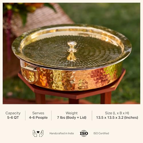 P-TAL Brass Lagaan | Cookware and Serveware | Pure Brass for Ayurvedic Health Benefits | Naturally Non Stick - Image 2