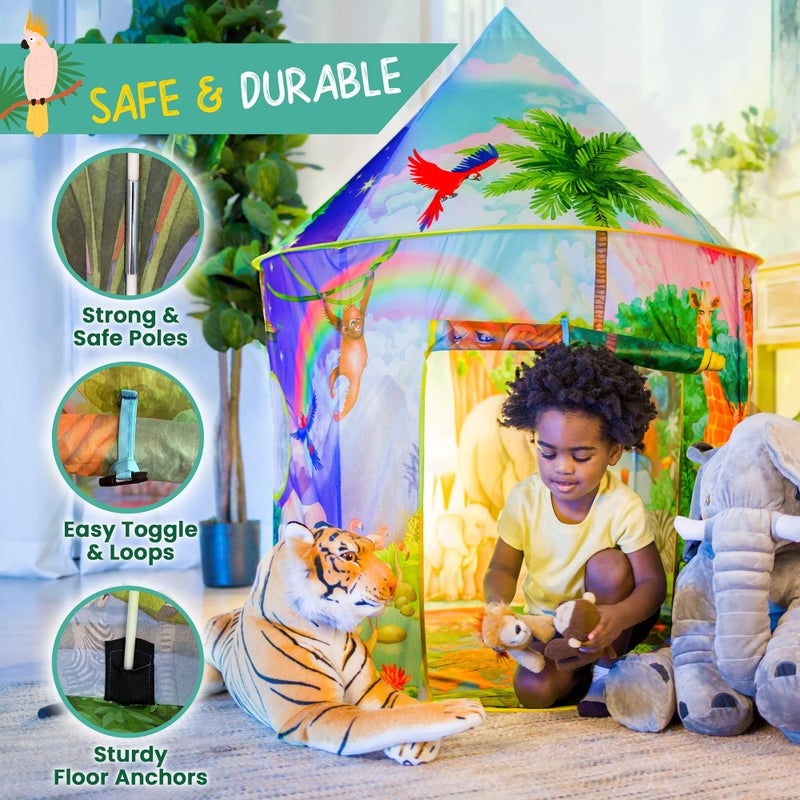 W&O WO Jungle Adventure Play Tent with Lifelike Animal Sounds  Captivating Pop Up Tent for Boys  Girls  Perfect for Indoor  Outdoor Adventures - Image 3