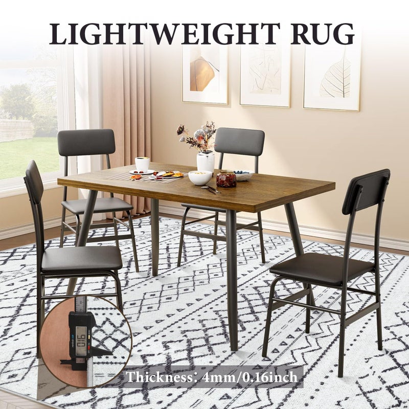 Aoyaomi Area Rug for Living Room 6x9: Large Washable Boho Moroccan Rugs Geometric Neutral Rug, Non-Slip Foldable Morden Farmhouse Indoor Floor Carpet for Bedroom Dining Table Home(Black,6'X9') - Image 4
