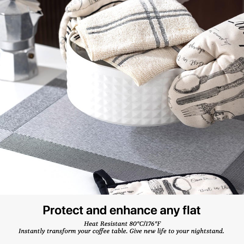 LEXMORE Placemats Set of 4 Vinyl/Plastic Woven Place Mats for Kitchen Table Indoor/Outdoor Washable Placemat Wipeable Dining Table Mats(Silver Cube) - Image 5