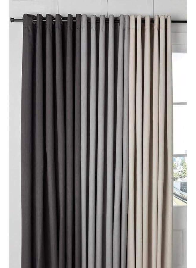 The Bros ستارة الخليج المعتمة لتزيين المنزل، 2 قطعة ستارة معتمة فاخرة بلمسة لامعة بطبقتين (150 عرض × 260 ارتفاع سم، رمادي فاتح) (260 ارتفاع × 150 عرض سم، رمادي)