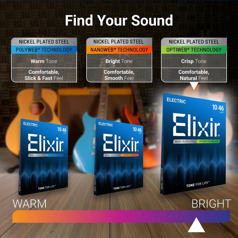 Elixir Strings 19052 Coated Nickel Electric Guitar Strings, Light (.010-.046) - Image 4