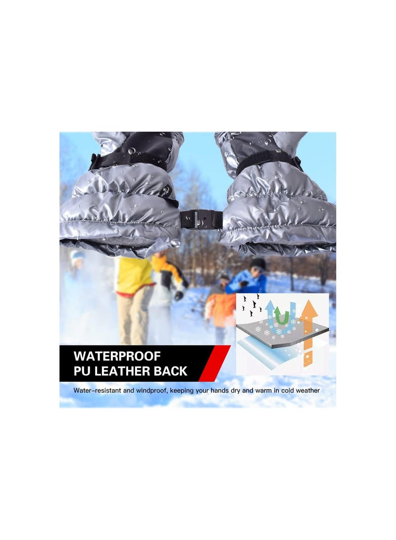 GGOOT Duck Down Ski Mittens Waterproof Windproof Winter Snow Mitt Gloves for Men Women Motorcycling Bike Riding Cycling  - Image 3