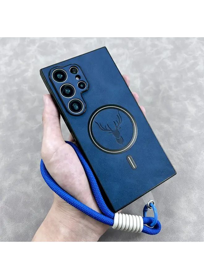 Deep Blue Magnetic Wireless Charging Case For Samsung Galaxy S22 5G With Lanyard - Image 4