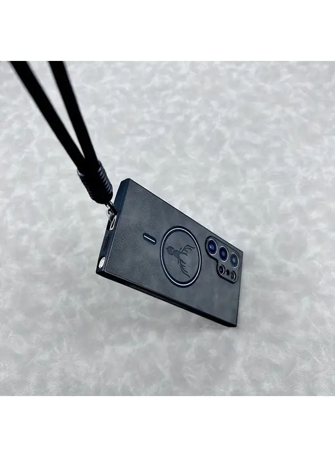 Deep Blue Magnetic Wireless Charging Case For Samsung Galaxy S22 5G With Lanyard - Image 2