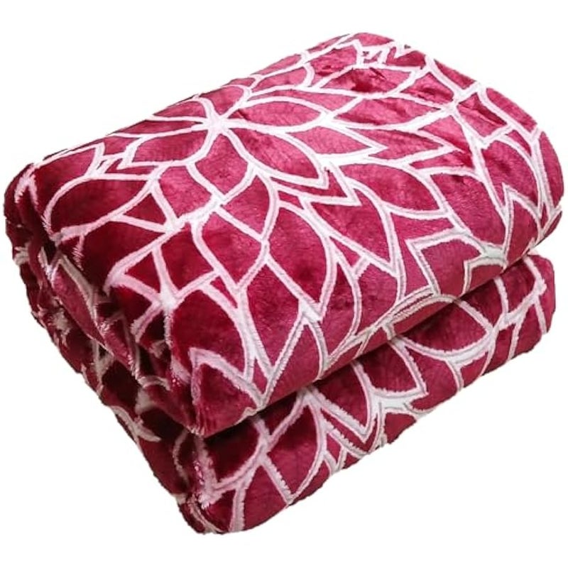 Loquat Flannel Fleece Blanket Single Size (160x220) for All Season,Lightweight Plush Fuzzy Cozy Soft Blanket for Bed, Sofa, Couch, Travel, and Camping (Maroon) - Image 1