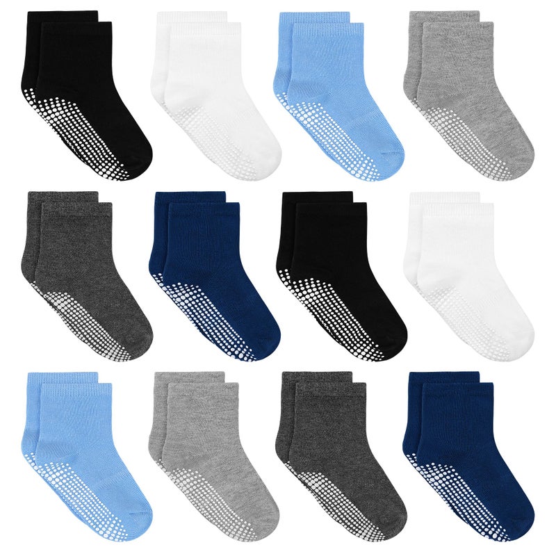 Tphon Toddler Socks, Baby Non Slip Socks for Boys Girls 12 Pairs Kids Infants Children Sock 3-5 Years - Image 1