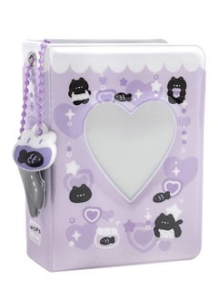 Y&D 3 Inch Mini Photo Album, Heart Hollow Card Binder Album Kpop Holder with Pendant 40 Pockets (Purple Black Cat)  - Image 1