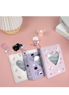 Y&D 3 Inch Mini Photo Album, Heart Hollow Card Binder Album Kpop Holder with Pendant 40 Pockets (Purple Black Cat)  - Image 3