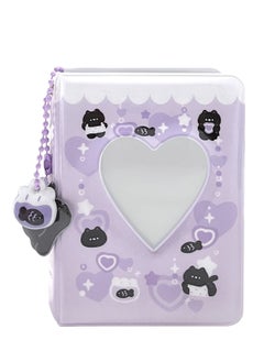 Y&D 3 Inch Mini Photo Album, Heart Hollow Card Binder Album Kpop Holder with Pendant 40 Pockets (Purple Black Cat)  - Image 4