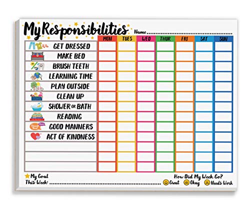 Tiny Expressions Responsibility Chart for Kids Ages 3, 4, 5, and 6 - My Responsibility Weekly Chore Chart for Kids Daily Checklist and Routine - Image 1