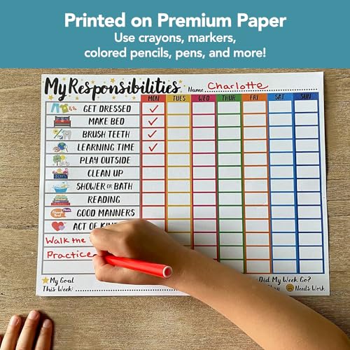 Tiny Expressions Responsibility Chart for Kids Ages 3, 4, 5, and 6 - My Responsibility Weekly Chore Chart for Kids Daily Checklist and Routine - Image 5
