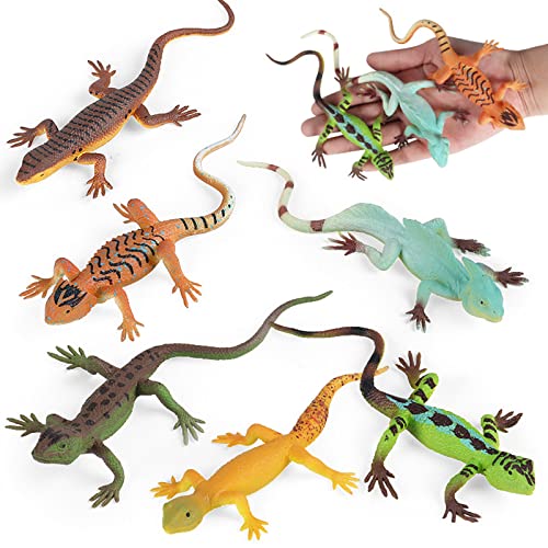 SCAHOW 6PCS Rubber Lizard Toys Colorful Plastic Fake Lizards Artificial Model Reptile Animal Figures for Kids Adults Wild Creatures Figurines Halloween Party Favor Decoration - Image 1