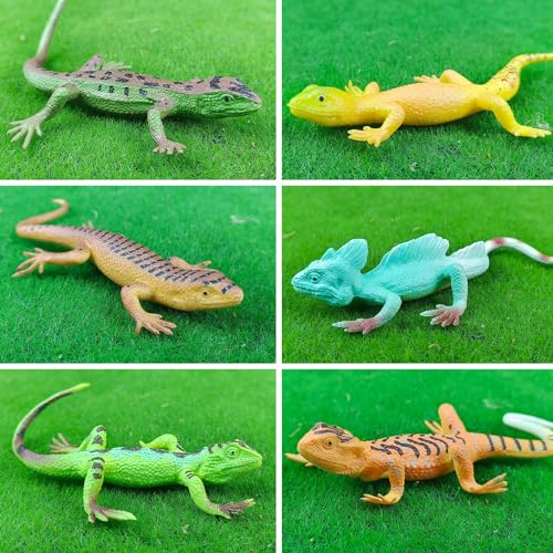 SCAHOW 6PCS Rubber Lizard Toys Colorful Plastic Fake Lizards Artificial Model Reptile Animal Figures for Kids Adults Wild Creatures Figurines Halloween Party Favor Decoration - Image 5