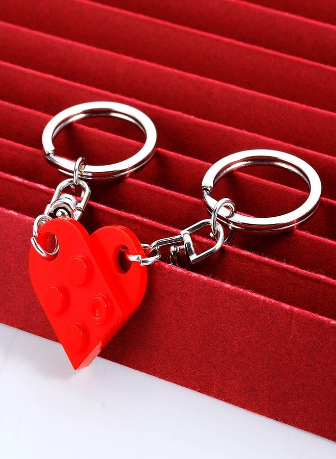 Vanlovemac Couples Matching Stuff Gifts for Boyfriend Girlfriend Best Friend Christmas Valentines Day Gifts for Him Her Wife Husband Fiance Fiancée Anniversary Birthday Wedding Present Red Heart Brick Keychain - Image 2