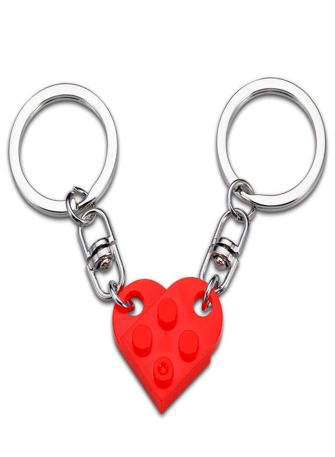 Vanlovemac Couples Matching Stuff Gifts for Boyfriend Girlfriend Best Friend Christmas Valentines Day Gifts for Him Her Wife Husband Fiance Fiancée Anniversary Birthday Wedding Present Red Heart Brick Keychain - Image 1