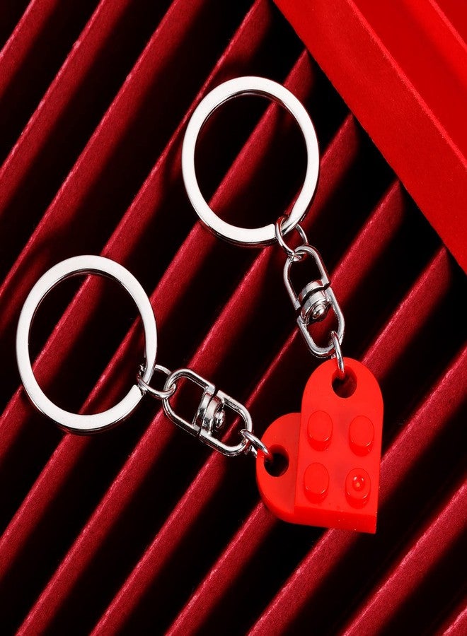 Vanlovemac Couples Matching Stuff Gifts for Boyfriend Girlfriend Best Friend Christmas Valentines Day Gifts for Him Her Wife Husband Fiance Fiancée Anniversary Birthday Wedding Present Red Heart Brick Keychain - Image 4