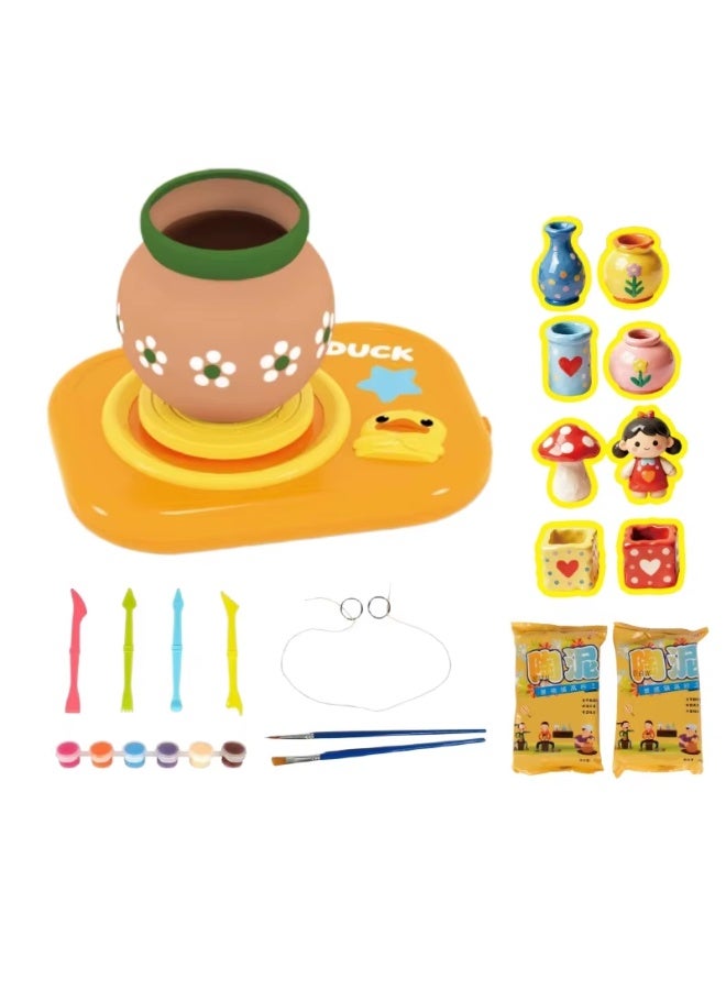 Pottery Making Kit for Kids, Pottery Set with Rolling Wheel, Colors and Drawing Tools, Ages 3+ (Multicolor) - Image 1