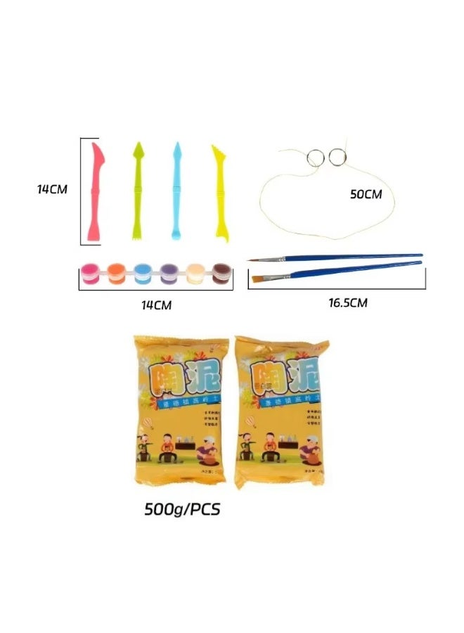 Pottery Making Kit for Kids, Pottery Set with Rolling Wheel, Colors and Drawing Tools, Ages 3+ (Multicolor) - Image 2