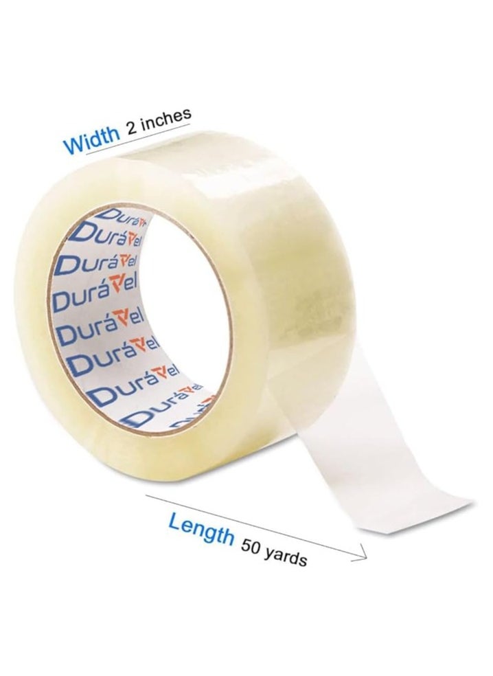 Duravel - Duravel Clear Tape and Tape Dispenser Heavy Duty 2 inch x 50 YDs- clear tape roll clear tape 2 inch, Packaging Tape, Packing Tape Dispenser- packing tape clear for Packing Boxes - Image 1