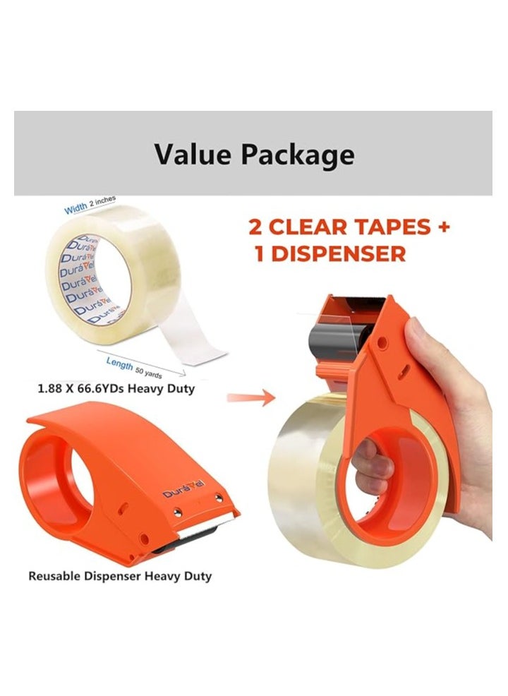 Duravel - Duravel Clear Tape and Tape Dispenser Heavy Duty 2 inch x 50 YDs- clear tape roll clear tape 2 inch, Packaging Tape, Packing Tape Dispenser- packing tape clear for Packing Boxes - Image 1