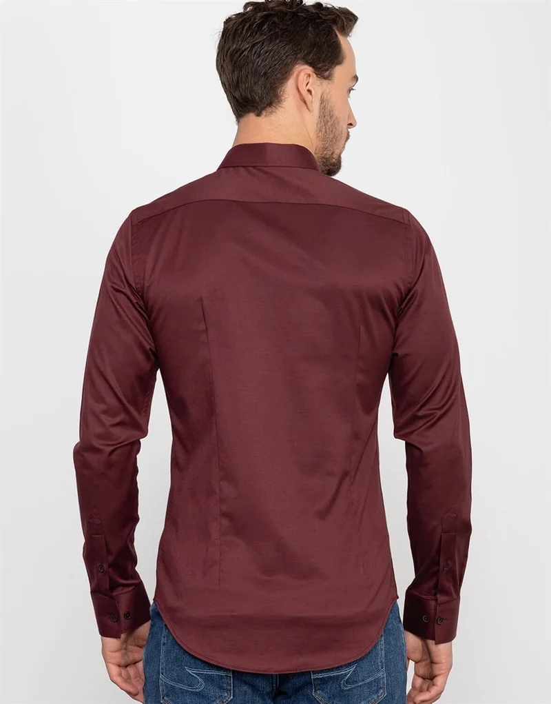 تودورس Slım Fit Long Slv Dottı Lyc Shirt Slım Fit Formal - Plain