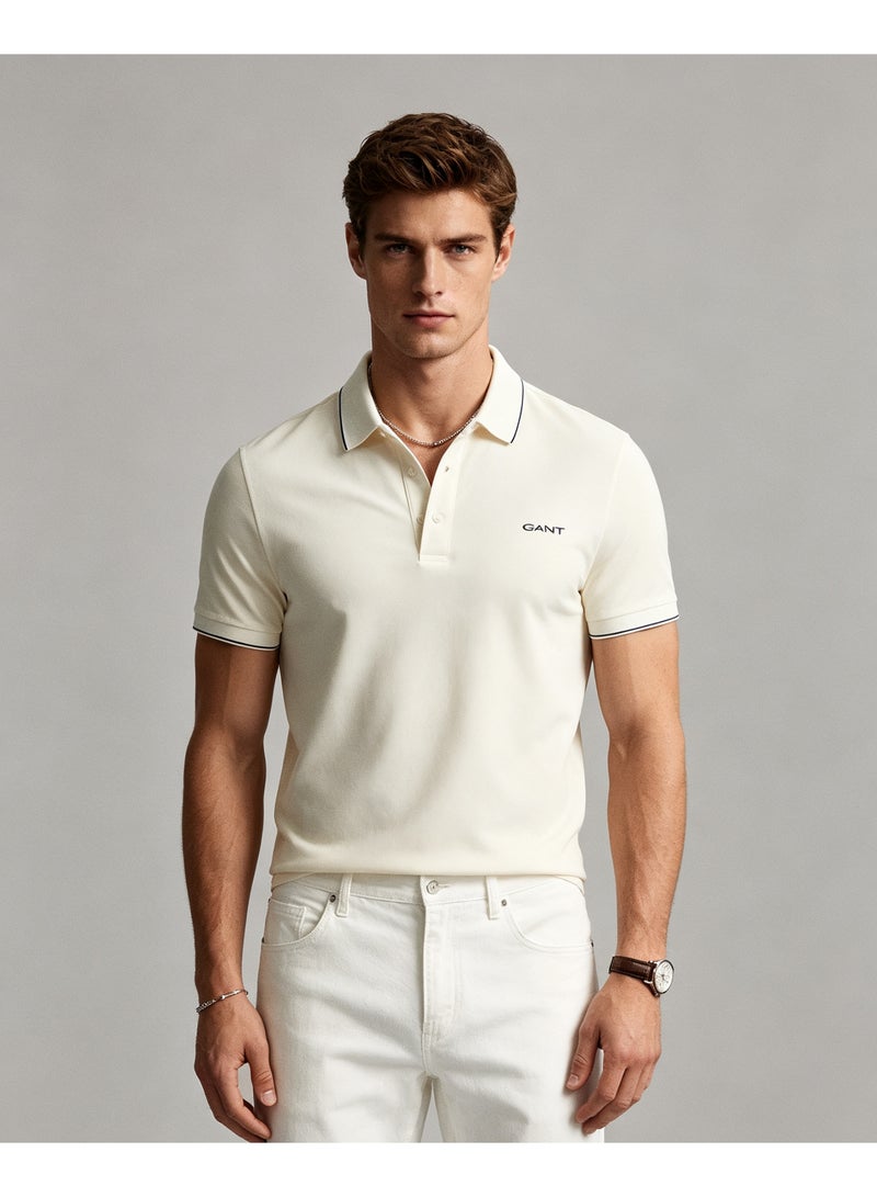 GANT Unisex Short Sleeve Collared Polo Shirt Casual Daily Wear Top Off‑White - Image 1
