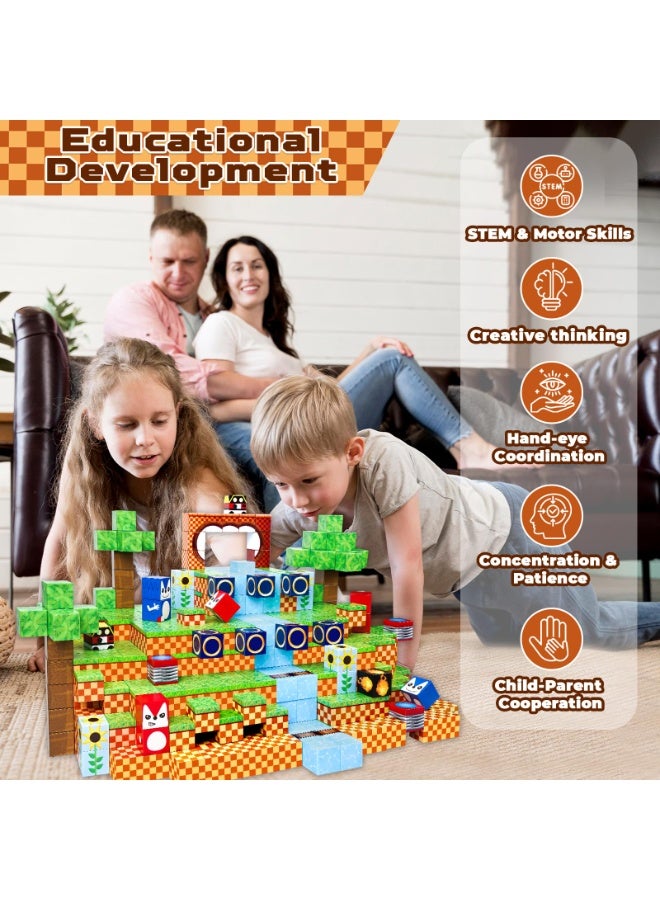 NIBEMINENT Magnetic Blocks, 100PCS Magnetic Building Blocks, STEM Building Game Montessori Sensory Toys for Kids Boys Girls Ages 3 4 5 6 7 8 9 10 Holiday Easter Birthday Gifts - Image 4