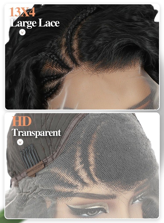 Fancy Hair Loose Curly Braided Wig HD 13X4 Lace Front Wig with Baby Hair Pre Plucked Box Braids Glueless Side Part Wig for Black Women - Image 4