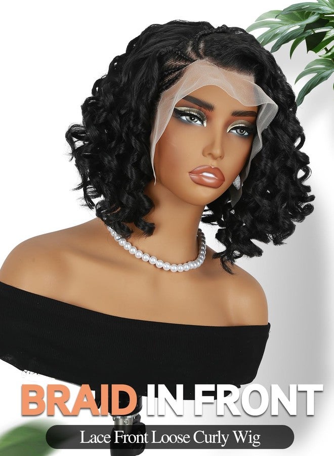 Fancy Hair Loose Curly Braided Wig HD 13X4 Lace Front Wig with Baby Hair Pre Plucked Box Braids Glueless Side Part Wig for Black Women - Image 3