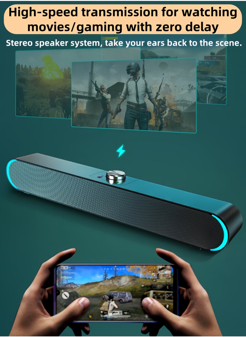nihao - New Wired Computer Speaker SoundBar Stereo Subwoofer Powerful Music Player Bass Surround Sound Box , with Lighting Effects , Wired Connection ( 3.5MM Audio Interface ) - Image 1