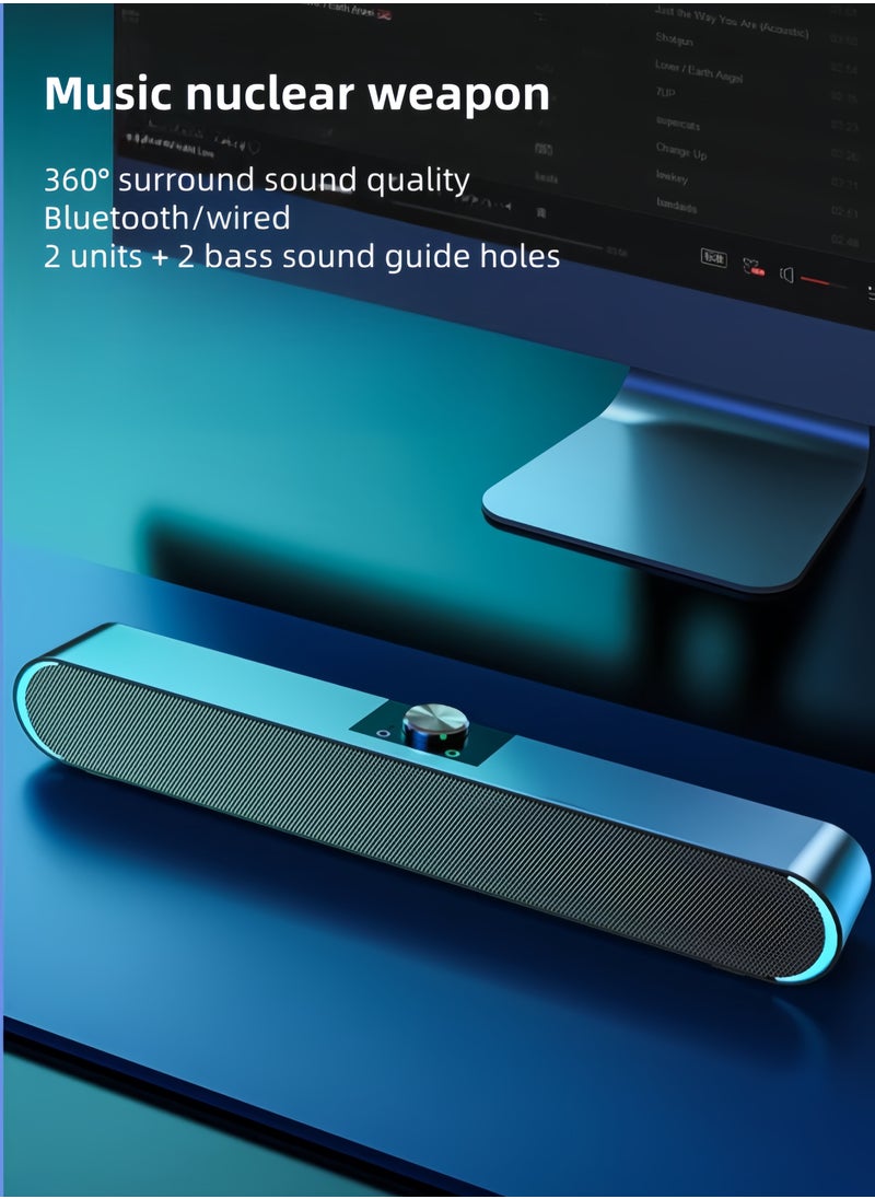 nihao - New Wired Computer Speaker SoundBar Stereo Subwoofer Powerful Music Player Bass Surround Sound Box , with Lighting Effects , Wired Connection ( 3.5MM Audio Interface ) - Image 1