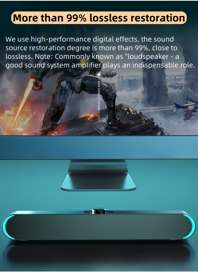 nihao - New Wired Computer Speaker SoundBar Stereo Subwoofer Powerful Music Player Bass Surround Sound Box , with Lighting Effects , Wired Connection ( 3.5MM Audio Interface ) - Image 1