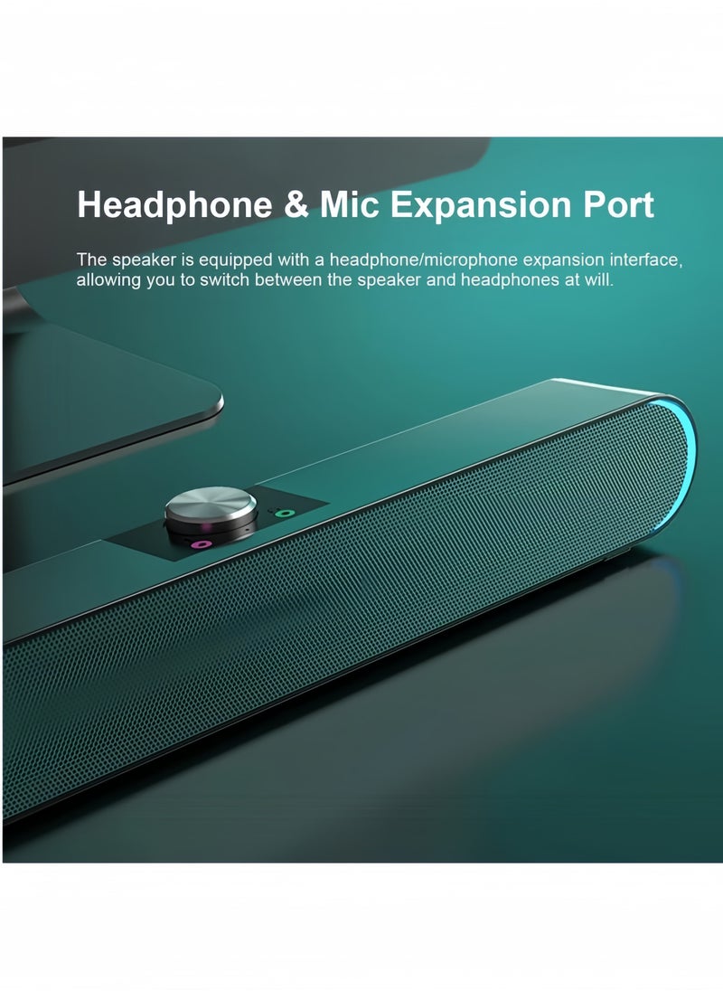 nihao - New Wired Computer Speaker SoundBar Stereo Subwoofer Powerful Music Player Bass Surround Sound Box , with Lighting Effects , Wired Connection ( 3.5MM Audio Interface ) - Image 1